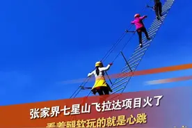 近日，张家界七星山的飞拉达项目火了，长达一百多米的天梯看着让人腿软，有网友在玩该项目的时候吓得尖叫，景区工作人员回应称，目前该项目是试运行，每天有不少人来体验，项目有一定的刺激性，他们也做好了安全措施，但中途不能后退，只能闭上眼睛往前走。#张家界 #七星山 #飞拉达悬崖穿越 @抖音短视频 @DOU+小助手
