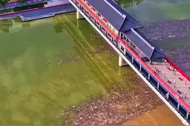 洪峰过境，记录下咸阳湖水被渭河染黄瞬间#咸阳湖 #陕西17条河流出现洪峰 #咸阳渭河将现超警流量