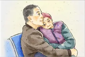 男子抱着妈妈在医院排队看病 他抱的很自然，一点也不别扭，嘴里还在安慰着母亲，没事的，没事的，这才是真正的大孝子#孝顺 #母亲 #画一个故事 #感动瞬间 #温暖视频封面