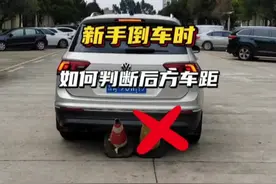 新手倒车时，在车内如何判断后方车距，一个方法教会你#驾驶技巧 #每天一个用车知识