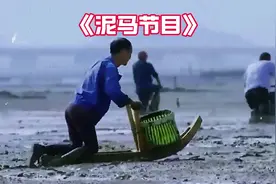 节目采访渔民，女记者用泥马穿越滩涂。#泥马赶海