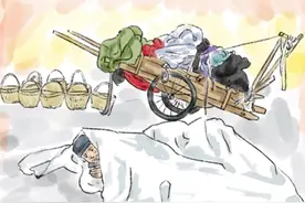 老人独自拉着板车60公里去庙会卖他编制的竹篮，寒夜中还下着小雨，老人只能卷缩在塑料袋下取暖#正能量 #关爱老人 #跟着抖音学画画 #艺术在抖音 #心疼视频封面