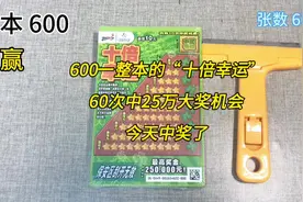 600一整本的“十倍幸运”刮刮乐，60次中25万大奖的机会
