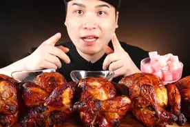 焦黄可口的锅巴烤全鸡吃播~！！真实声音 donkey-弟弟视频封面