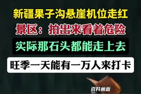 新疆果子沟“超危险悬崖机位”走红，不少游客纷纷前往拍照打卡。视频封面