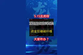5.15龙虎榜！顶级游资惊天对决！资金狂砸碳纤维，大家咋办？ #龙虎榜 #章盟主 #炒股养家 #财经 #短线交易