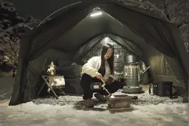 暴雪天一个人的营地精致露营生活#助眠 #帐篷 #治愈系慢生活视频封面