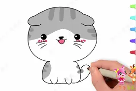 亲子早教绘画教程，1分钟画简单的猫咪简笔画，涂色颜色非常好看视频封面