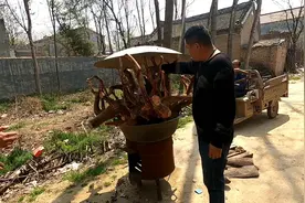 村里小伙用香椿树根做茶桌，很有艺术气息，大家看看做的怎么样视频封面