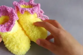 珊瑚绒毛线鞋下集，鞋面花样钩织过程