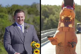 新郎焦急的等待着，转身看到新娘的样子，笑的像个孩子视频封面