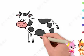 动物简笔画，可爱的奶牛简单画，一分钟就能学会一起试试吧