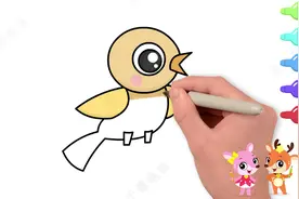 儿童简笔画，1分钟学会画简单漂亮的小鸟并涂色，宝宝好喜欢