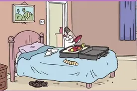 当你在收拾行李时，你的猫…..  动画片：西蒙的猫 #治愈系