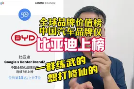 比亚迪真给中国汽车长脸，全球品牌价值排行比亚迪位列第七视频封面