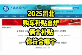 河北省2025汽车补贴出炉，一共俩个补贴，你复合哪一种？
