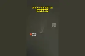加拿大一架客机起飞后，被闪电击中图片